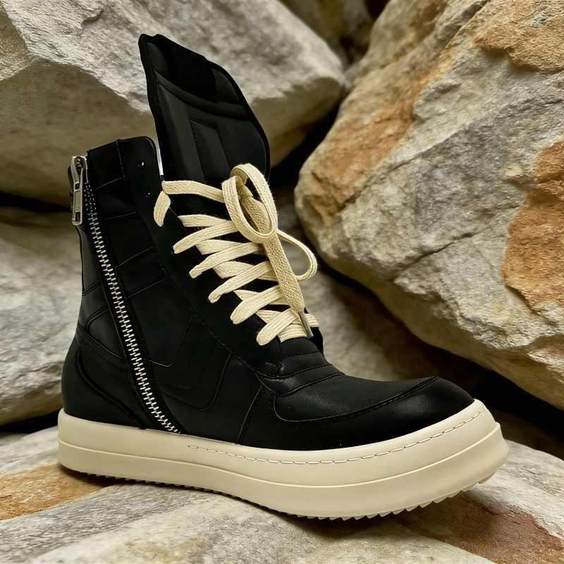 Mens Fashion Trainers - Botki damskie w stylu streetwear, skóra