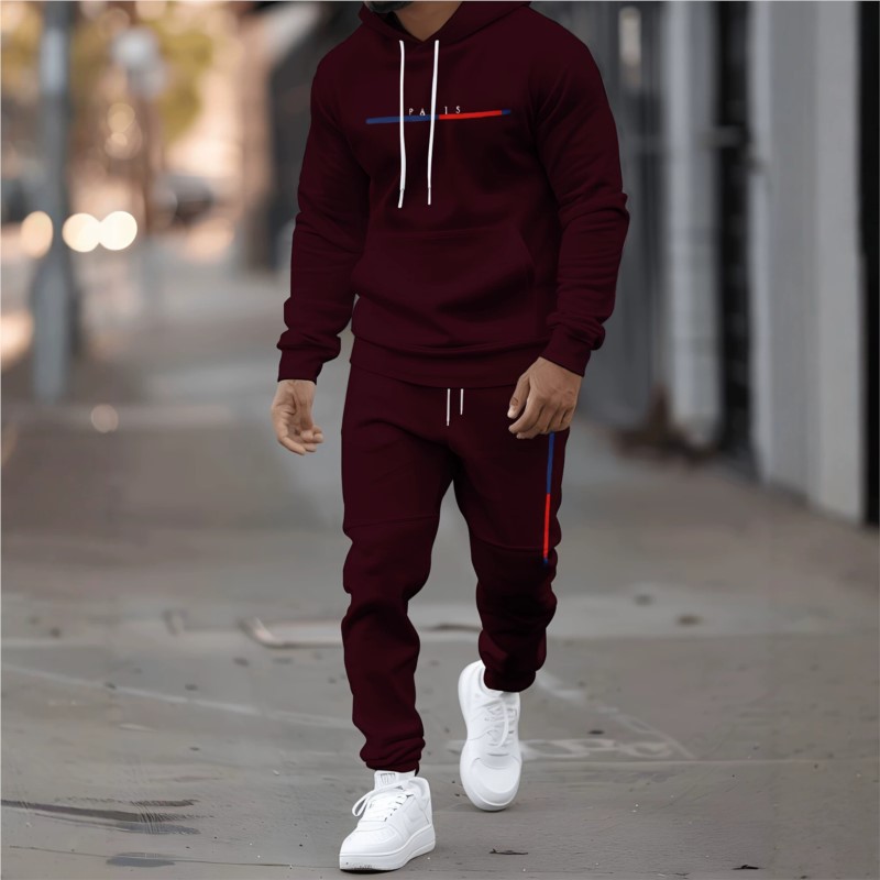 Mens Fashion Clothes - Męski dres z kapturem i spodniami,