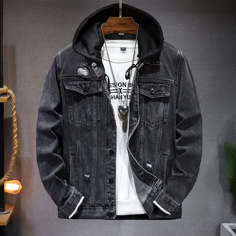 Men'S Fashion Grey Jeans - Męska kurtka jeansowa na wiosnę i