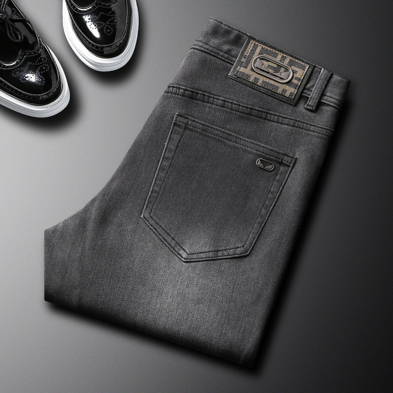 2025 jesień nowe modne markowe – Men'S Fashion Grey Jeans recenzja i cena