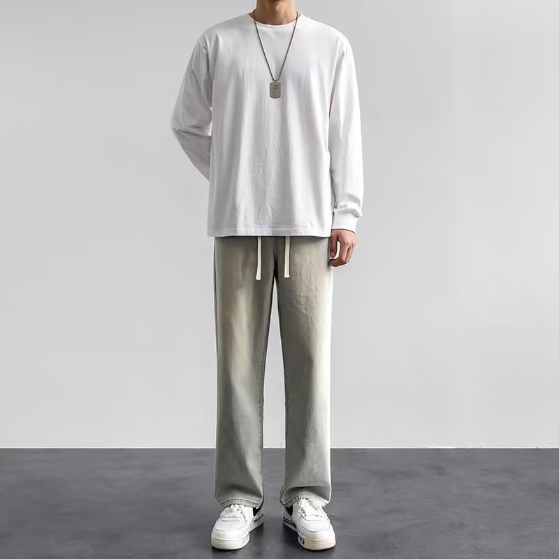 Koreański styl streetwear, now – Men'S Fashion Grey Jeans recenzja i cena