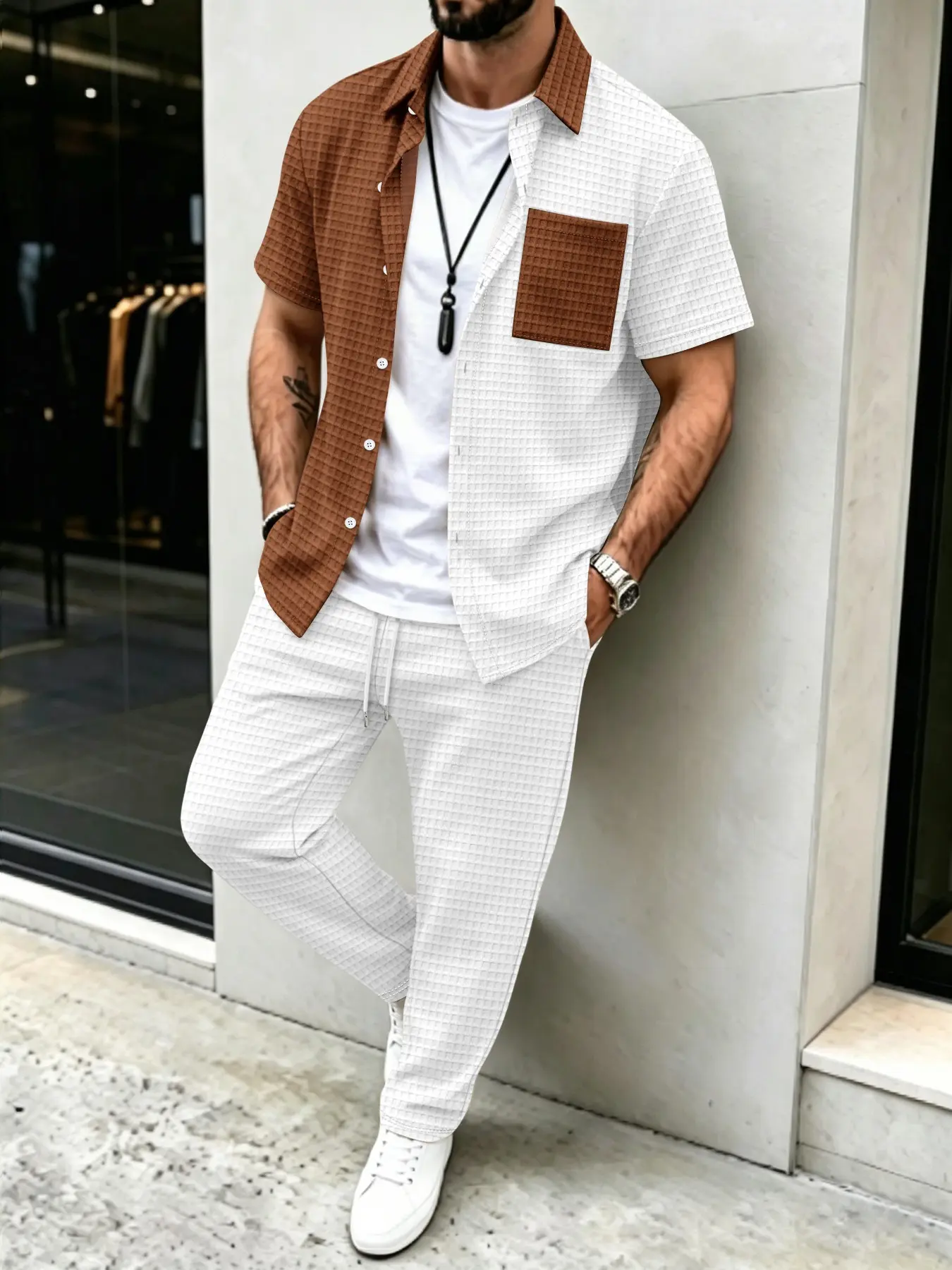 Męski zestaw: koszula w jednol – Mens Fashion Clothes recenzja i cena