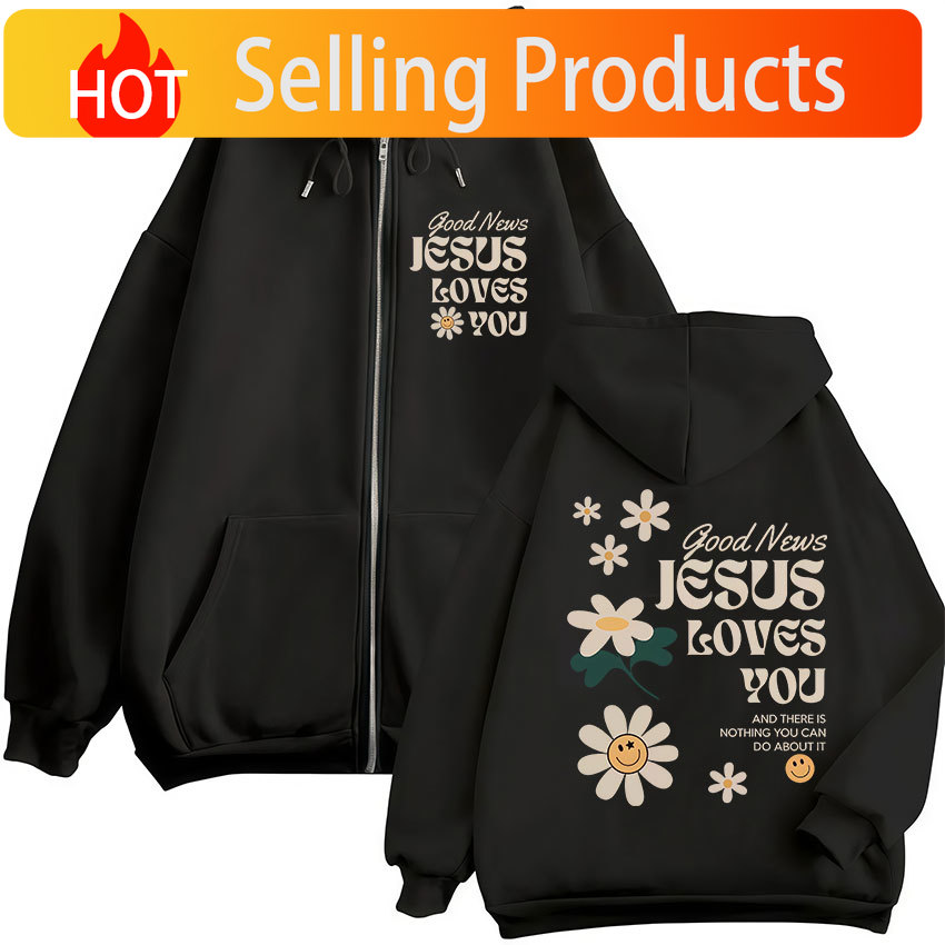 Dobre Wiadomości Jezus Cię Koc – Mens Fashion Zip Up Hoodies recenzja i cena