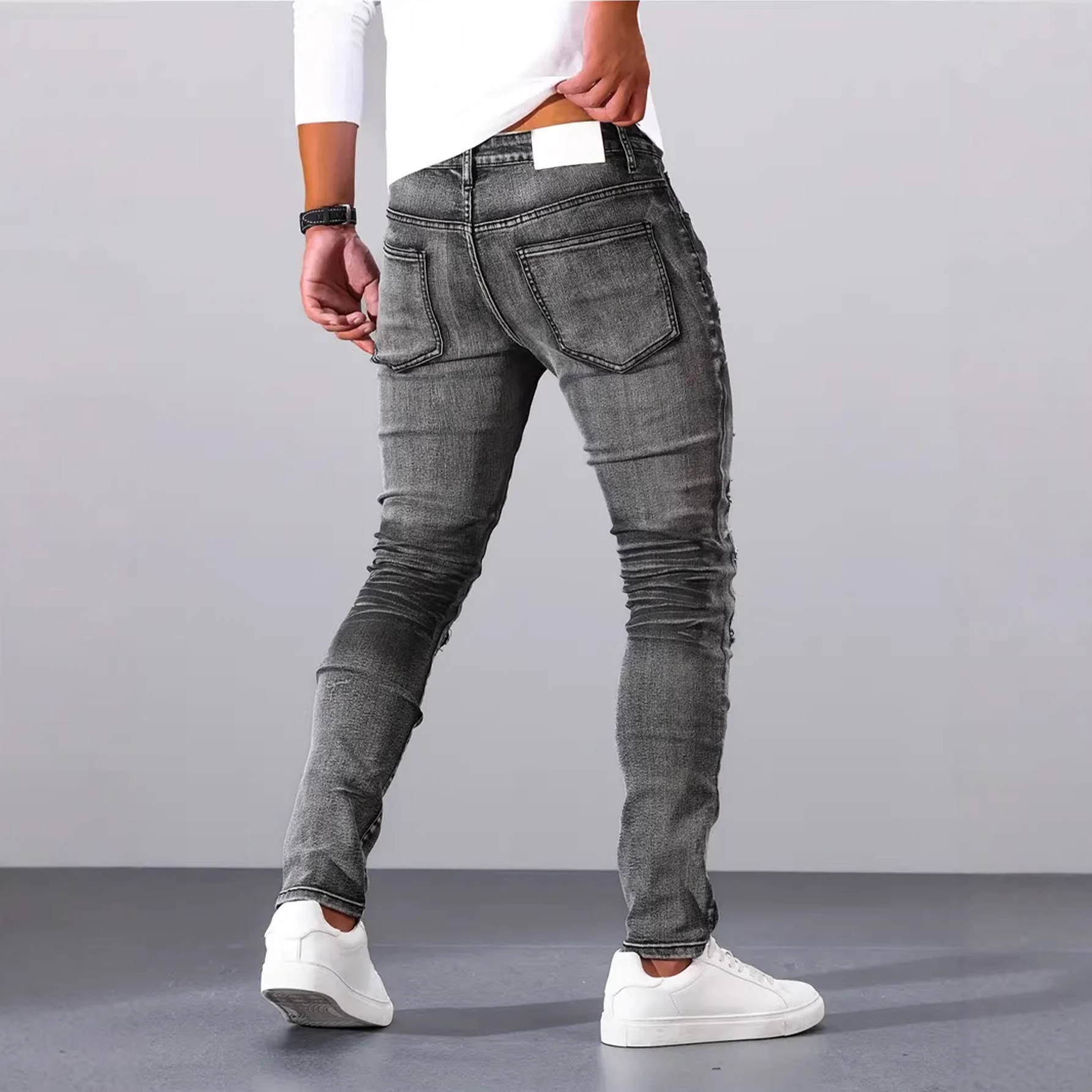 Męskie szare, dopasowane, pros – Men'S Fashion Grey Jeans recenzja i cena